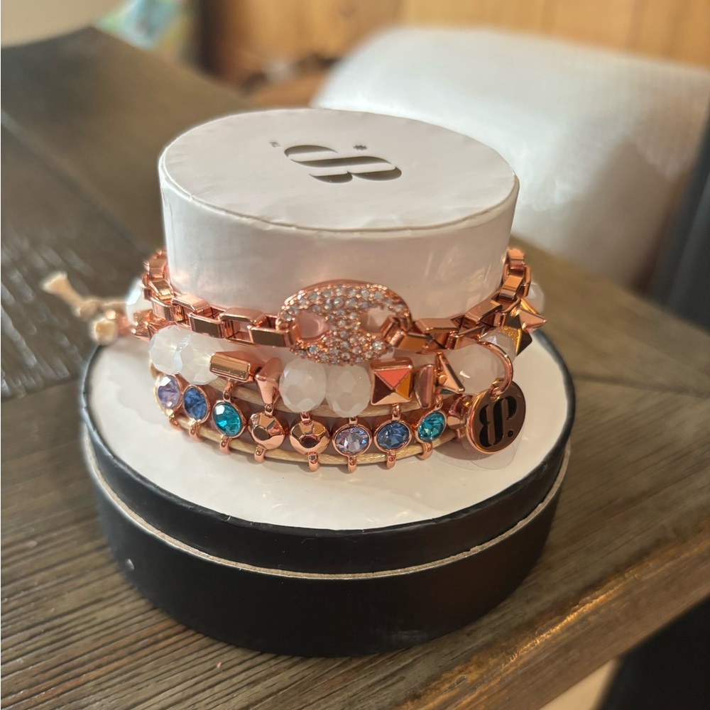 Elegant Rose Gold and Crystal Bracelet Set